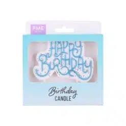 PME Taarttopper Kaars Happy Birthday Blauw Glitter