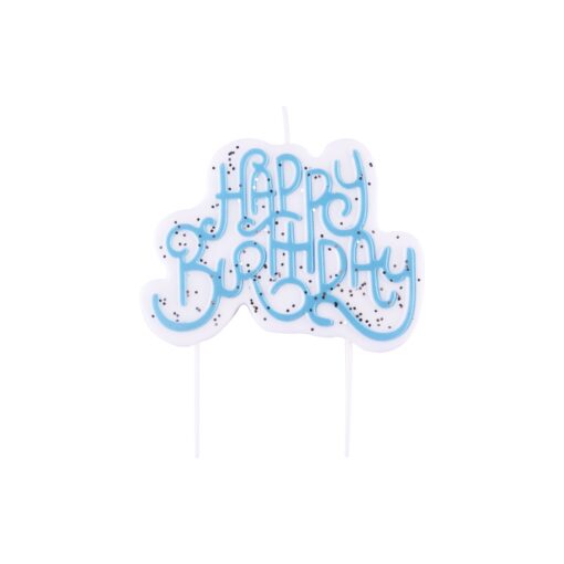 PME Taarttopper Kaars Happy Birthday Blauw Glitter