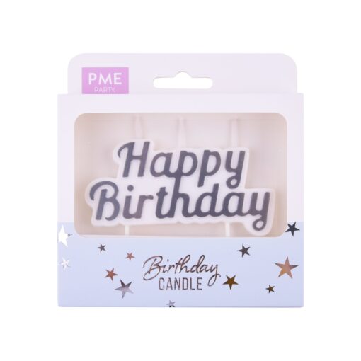 PME Taarttopper Kaars Happy Birthday Zilver