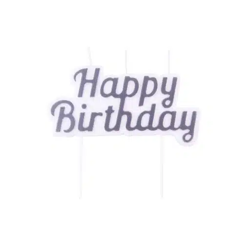 PME Taarttopper Kaars Happy Birthday Zilver