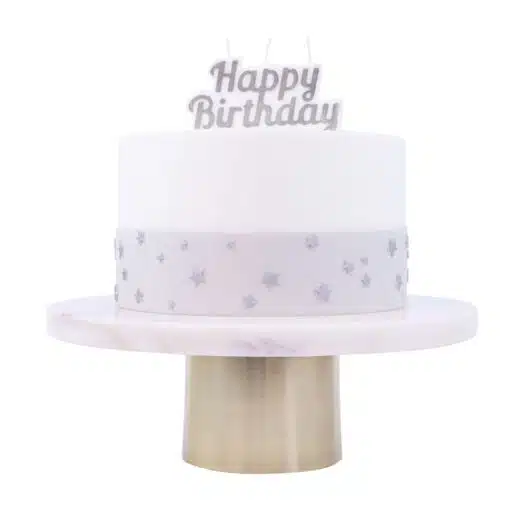 PME Taarttopper Kaars Happy Birthday Zilver