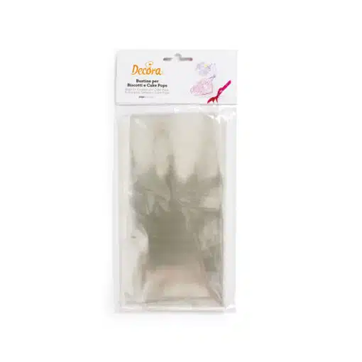Sacchetti in plastica trasparente, perfetti per confezionare biscotti, cake pops e ogni genere di delizia. Confezione da 50 pezzi.
