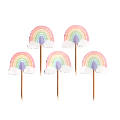 Anniversary House Pastel Rainbow Cupcake Toppers Set/12