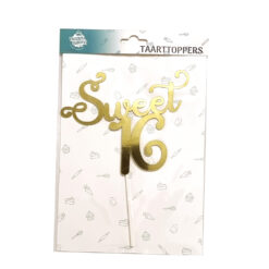 Happy Baking Taartopper Sweet Sixteen - Goud