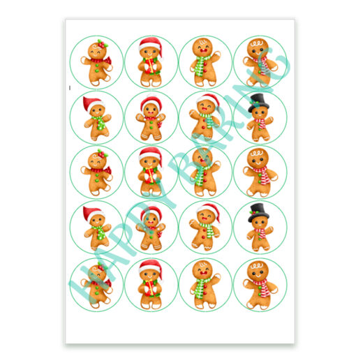 Eetbare print 20x cupcake topper Gingerbread man