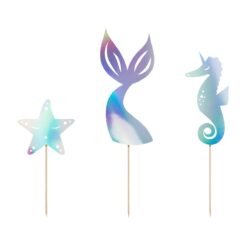 PartyDeco Cake Toppers Zeemeermin Set/3