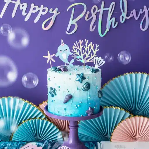 PartyDeco Caketoppers Narwal Set/4