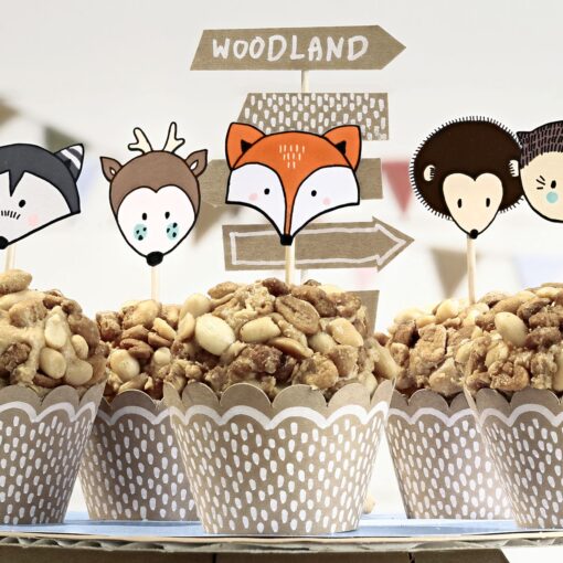 PartyDeco Cupcake Kit Woodland Set/12
