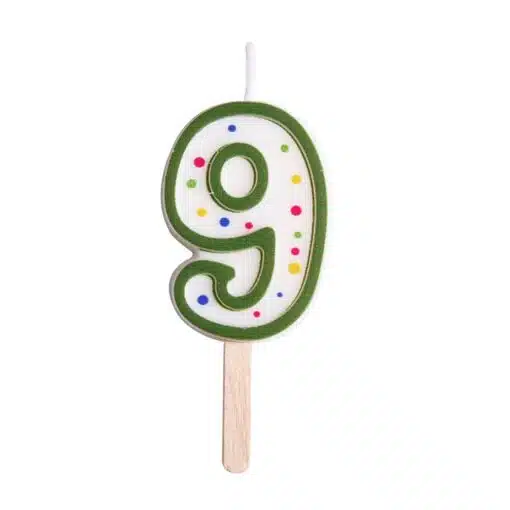 PME Small Candle Green Number 9