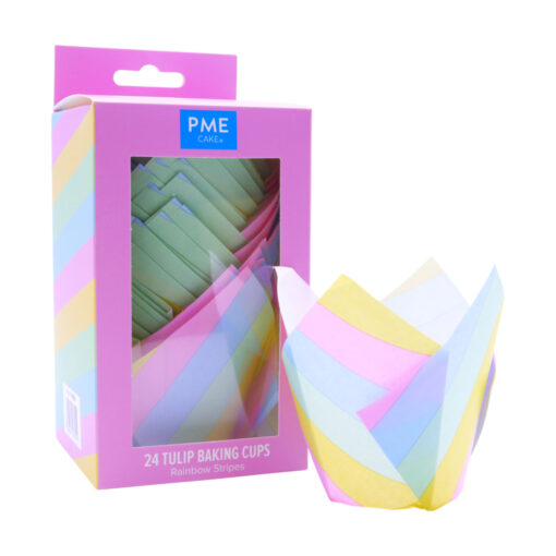 PME Tulp Baking Cups Rainbow Stripes