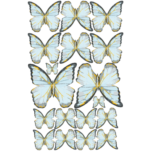 Crystal Candy Veined Butterflies Light Blue