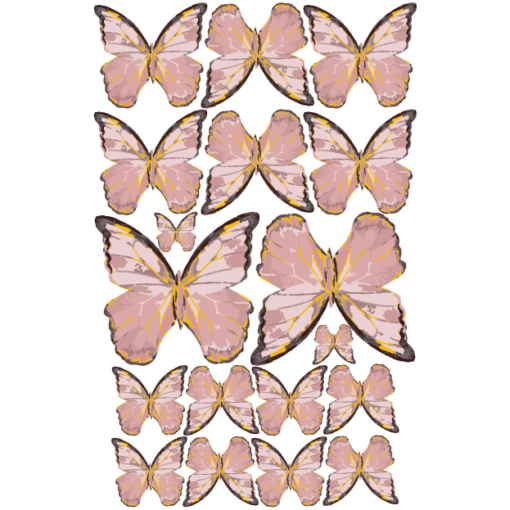 Crystal Candy Veined Butterflies Pink