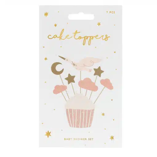 PartyDeco Cupcake Toppers Ooievaar Roze