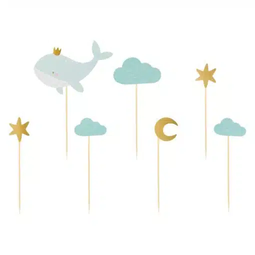 PartyDeco Cupcake Topper Set Walvis