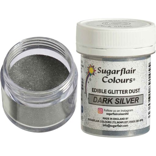 Sugarflair Edible Glitter Dust Dark Silver