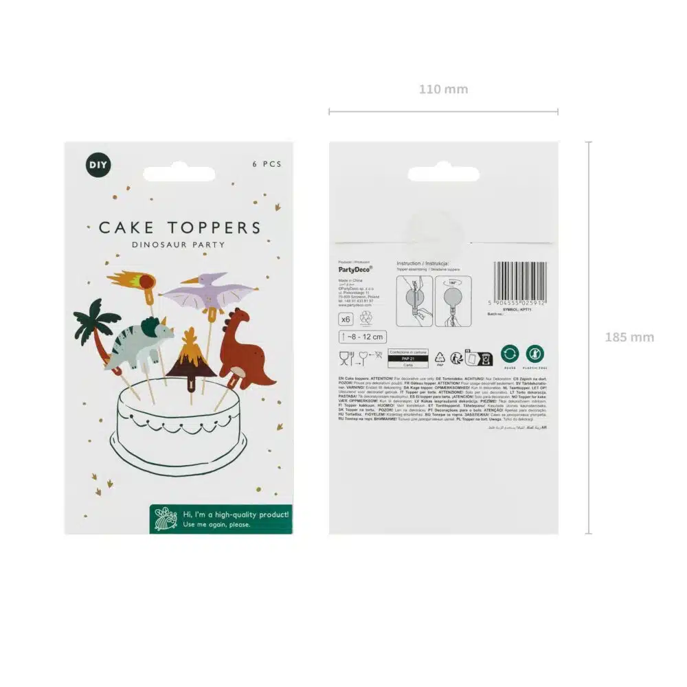 PartyDeco Cupcake Toppers Dinosaurus