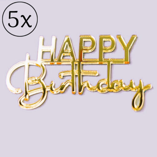 Set van 5 acryl cake toppers/charms van 7cm