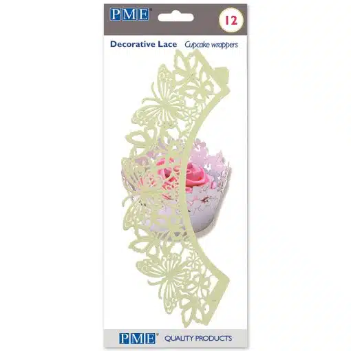 PME Cupcake Wrappers Butterfly Ivory Set/12