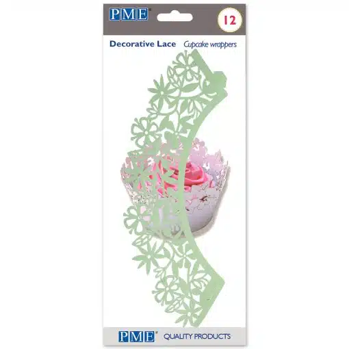 PME Cupcake Wrappers Flowers Light Green