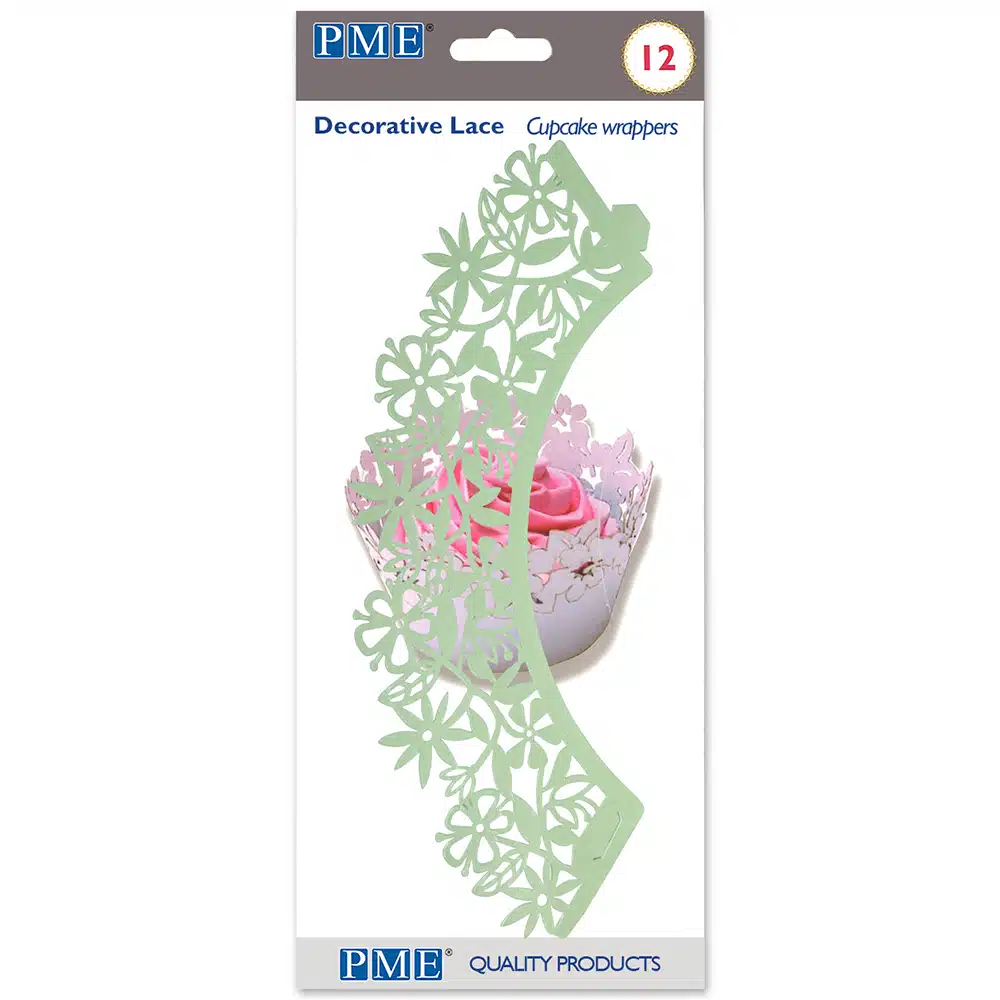 PME Cupcake Wrappers Flowers Light Green