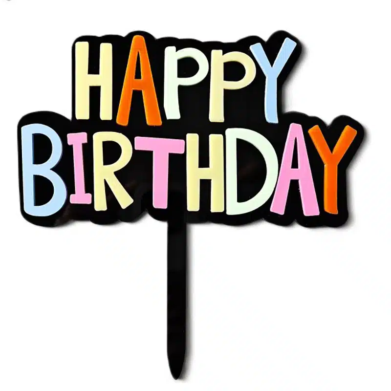 Happy Birthday Cake Topper Acryl Neon