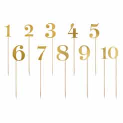 Cake Toppers 1 t/m 10 Goud