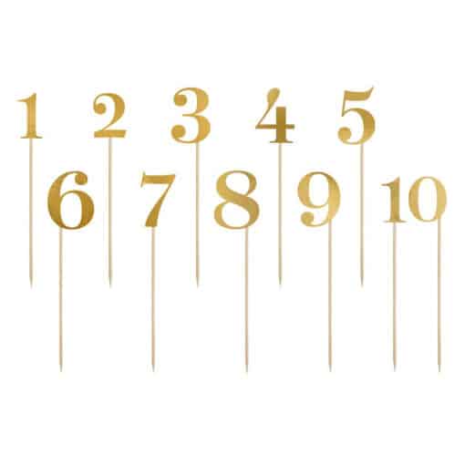 Cake Toppers 1 t/m 10 Goud
