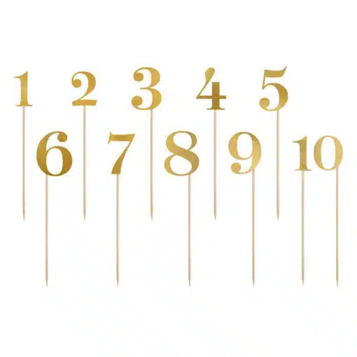 Cake Toppers 1 t/m 10 Goud