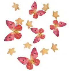Wilton Eetbare Papieren Bloemen & Vlinders Oranje & Roze