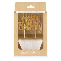 ScrapCooking Baking Cups met Happy Birthday Toppers