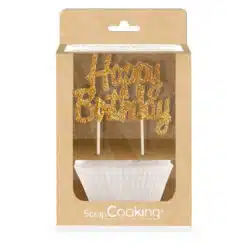 ScrapCooking Baking Cups met Happy Birthday Toppers
